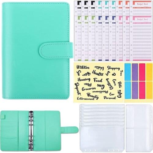 Budget Binder A6 PU Leather Notebook Binder for Budgeting 6 Ring Cash Envelope Binder perfect for Home,Office,Meeting