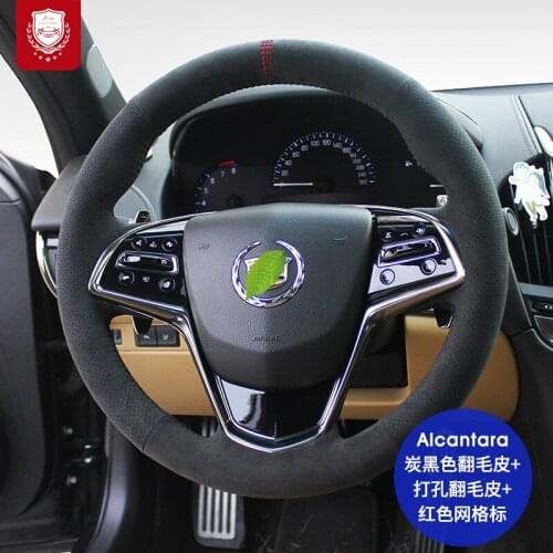 For Cadillac CT6 CT5 CT4 XT6 XT5 XT4 Steering wheel cover Real Alcantara Comfortable suede hand-sewn grip cover car accessories