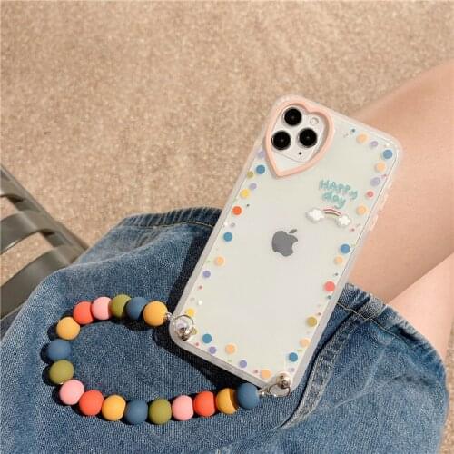 Lanyard Wrist Chain Bracelet Wriststrap Phone Case On For iPhone 12 11 Pro Max Mini XR X XS Max 7 8 Plus SE 2020 Back Cover Gift