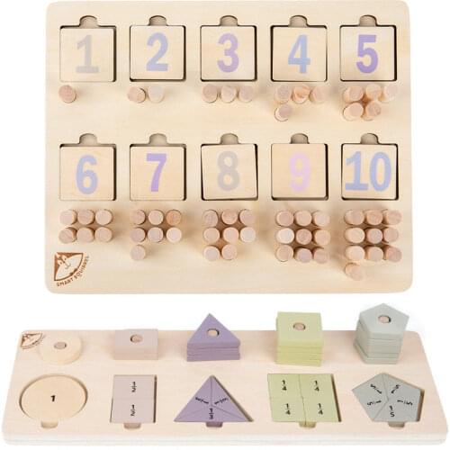 Digital Teaching Percentage Teaching Wood Counting Puzzle and Shape Stacker Puzzle Homeschool Supplies Educational Children Toys