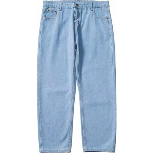 Mens jeans denim straight straight solid color slim fit loose plus size 5XL stretch Korean fashion zipper casual daily