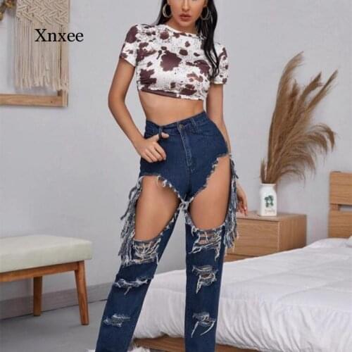 Cotton Plus Size High Waist Summer Autumn Casual Loose Woman Jean Ripped Women Jeans 2021 Denim Pants for Women Clothes