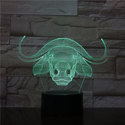 Bull Head 3d Led Night Light with Sensor Baby Gift Color Changing Decor Home Atmosphere Nightlight Table Lamp Cattle 1696