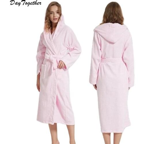 Bathrobe Couple Robe Female Thickening 100% Cotton Towel Bathrobe Man Long Sleeve Couple SleepwearClothes