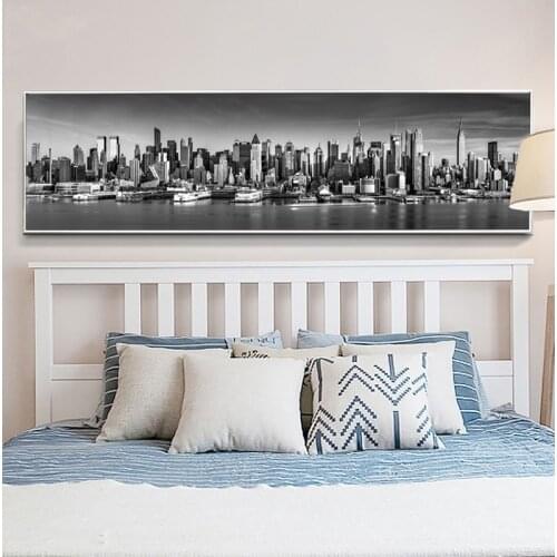 1 Pieces Large Black And White New York City Landscape Wall Art Pictures For Living Room Home Decor Posters HD Canvas Paintings