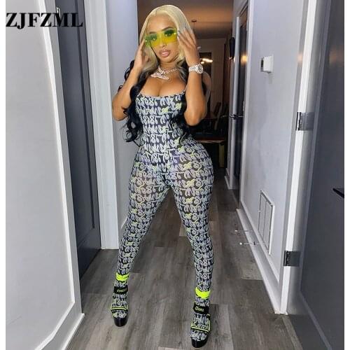 Hipster Fitness Two Piece Matching Set Letter Print Sleeveless One Piece Bodysuit and Skinny Slim Fit Legging Female Clothing