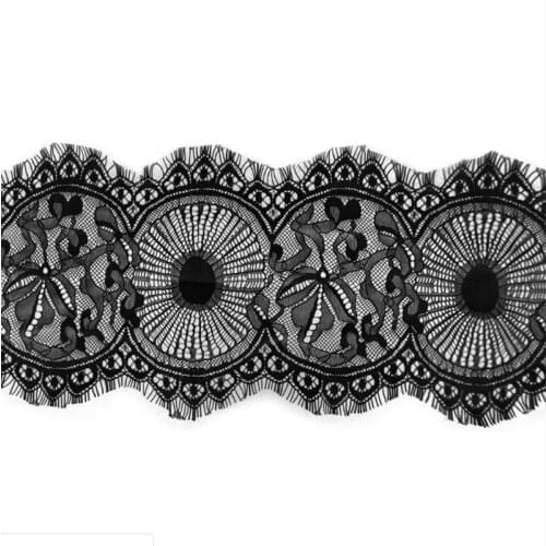 Eyelash Lace Fabric Round-Shaped White Black Lace Trim Excipients 17CM Wide Handmade Diy 3 M/Lot