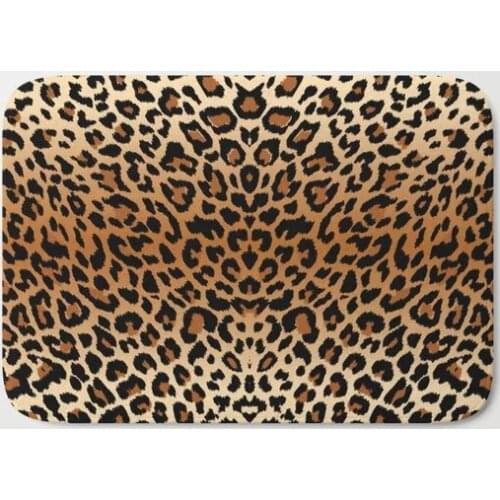 HOT Bathroom Rugs Leopard Pattern Bath Mat Flannel Absorbent Non Slip Doormat for Entrance Door Bathroom Mat Set