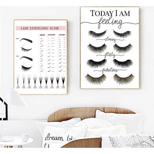 Makeup Wall Art Eyelash Extension Style Guide s and Prints Eyelash Technician Business Form Canvas Painting Decor Picture