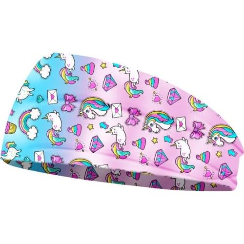 Creative Unicorn Print Unisex Elastic Yoga Headband Sport Run Sweatband Outdoor Gym Hair Band Turban Fitness Bandage Sweat Bands