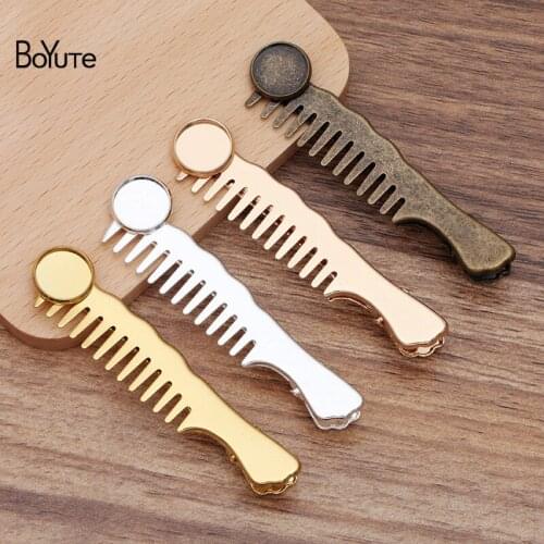 BoYuTe (10 Pieces/Lot) 60*13MM Metal Steel Comb-Shaped Hair Clips with 12MM Cabochon Base Diy Handmade Jewelry Accessories
