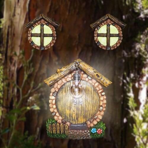 Miniature Fairy Gnome Home Window and Door for Cute Tree Decor Art Lawn Decorations Yard Garden Sculpture Decoration