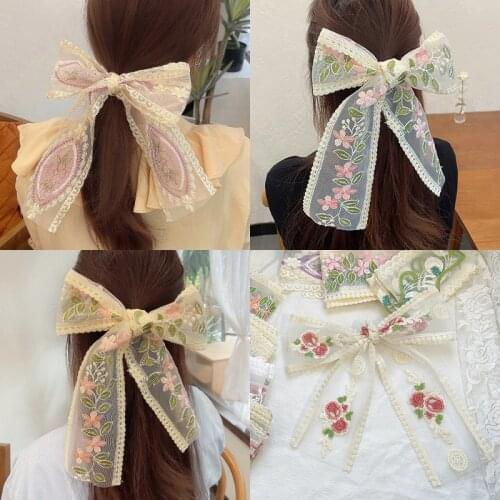 MueRaa 2021 Korean Style Fashion Lace Women Girls Elastic Hairband Headband Bow Hair Ties Long Elegant Hair Accessories Headwear