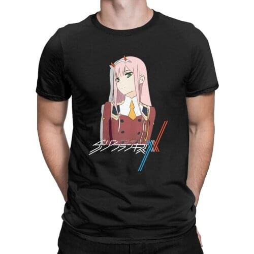 Darling In The Franxx DarliFra Zero Two T Shirt for Man Short Sleeved Tees Cotton T-Shirt Retro Gift Men Cotton Tees Streetwear