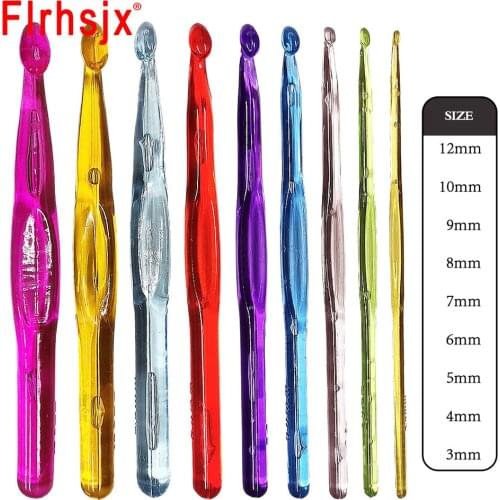 3-12mm Crochet Hooks Set Large Yarn Crochet Hooks Needles Plastic Handle Knit for Knitting Blanket Rags Shawl Craft Sewing Tools