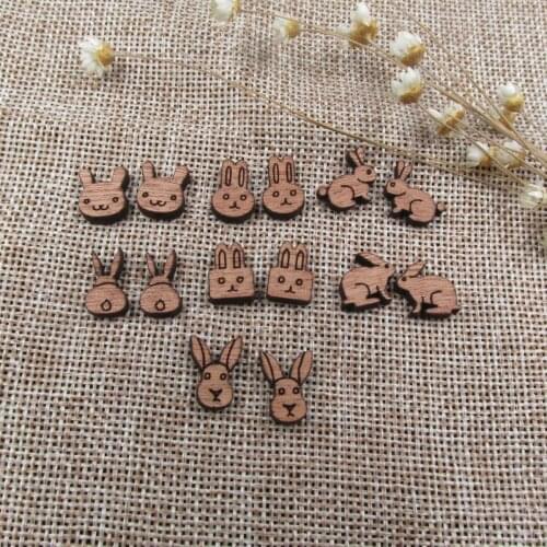 Unfinished Wooden Animal Rabbit Bunny Cabochon Charms Perfect For Handmade Project DIY Wood Craft Earring Stud Jewerly