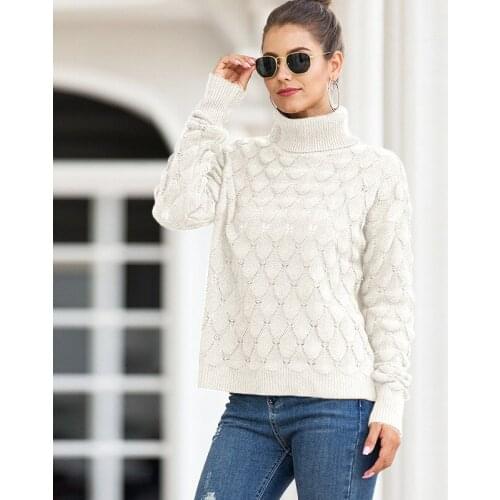2020 Autumn Winter New Womens European And American Knitted Sweater High Neck Pullover Fish Scale Fashion Casual Sweater