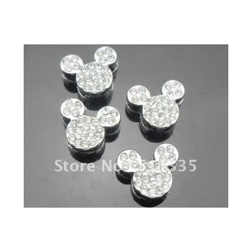 Wholesale 100pcs 8mm full rhinestones mouse slide charms fit for 8mm phone strips