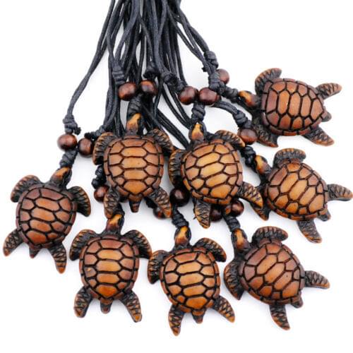 Wholesale lots 12pcs Imitation Bone Carving Hawaiian Surfing Turtles Pendants Necklaces Lucky Gift MN474