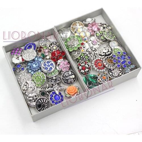 Wholesale MIX 20pcs 18mm Snap Jewelry Metal Zinc Alloy Buttons DIY Interchangeable Vintage Rhinestone Crystal Buttons Fit Snaps