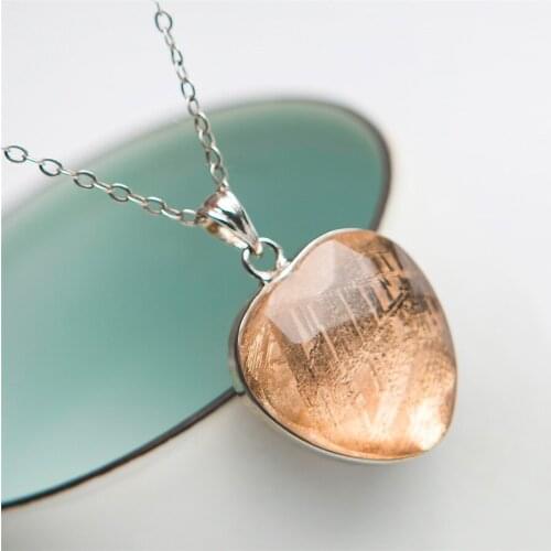 Genuine Natural Gibeon Meteorite Love Stone Women Man Charm Gold Heart Shape Pendant 20*19*11 mm