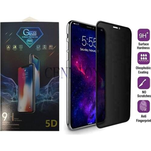 Anti-Spy Full Cover Tempered Glass Silk Screen Protector for iPhone X Xs Max Xr 8 7 6 Plus 100pcs With Retail Package