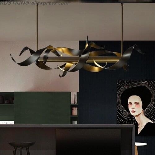 Postmodern light luxury LED restaurant pendant lights decoration Nordic front desk lamps simple iron art bar hanging lamp