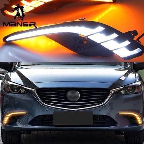 LED Daytime Running Light For Mazda 6 2017 2018 2019 Yellow Turn Signal Night Blue 12V Car Headlight DRL Fog Lamp Daylights
