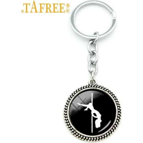 TAFREE men jewelry keychain Vintage accessories pole dance sex girls stripper art pendant key ring holder dancing men gift KC490