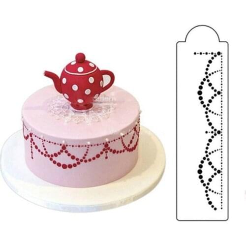1PCS Cake Side Cupcake Stencil Cake Damask Lace Border Sugarcraft Decoration Cake Mould Plastic Baking Cake Decorating Tool