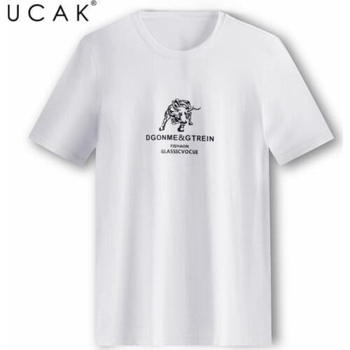 UCAK Brand Classic Print O-Neck Cotton T Shirt Men Clothes Summer New Fashion Style Streetwear Casual Soft Tshirts Homme U5460