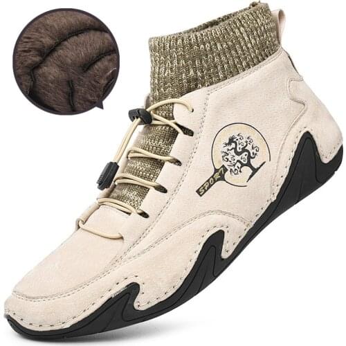 High Top Men Winter Autumn Warm plush Platform Ankle Snow Boots Casual Dress Oxfords Shoes Male Handmade Outdoor Desert Sneakers