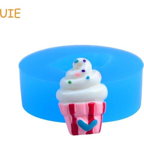 XYL003U 18mm Ice Cream Sundae with Cone Silicone Mold Flexible Mold Miniature Food Jewelry Charms Clay Resin