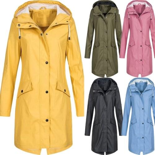 Trekking Outdoor Softshell Jacket Coat Women Solid Rain Outdoor Plus Size Hooded Raincoat Windproof Long Jacket Coat Hot Sale
