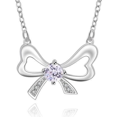 Colar de senhora Silver Plated Necklace For Women Engagement Jewelry Christmas Gift Factory Price