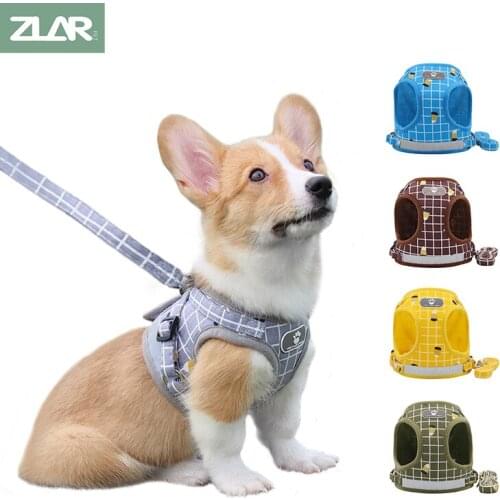 ZLAR Cat Dog Adjustable Harness Vest With Walking Lead Leash For Puppy Dogs Collar Reflective Harness For Small Medium Dog Cat