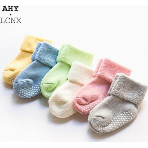 1 Pair Winter Thick Warm Cotton Baby Socks for Newborn Baby Boy Girl Solid Color Childrens Toddler Boys Girls Socks Accessories