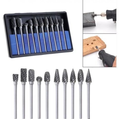 10pcs/lot 3 x 6mm Carbide Rotary File Tungsten with Plastic Box for Polished / Carved /Polishing