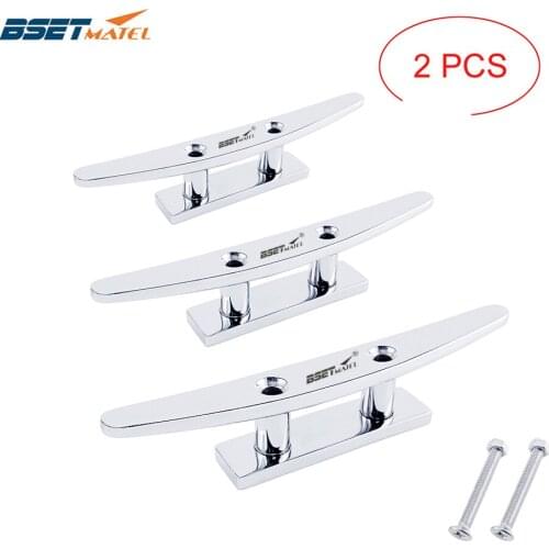 2X Stainless Steel 316 Low Flat Cleat Boat Cleats Deck Rope Cleat Mooring Dock Cleat Marine Hardware Yacht Accessories Lock bolt