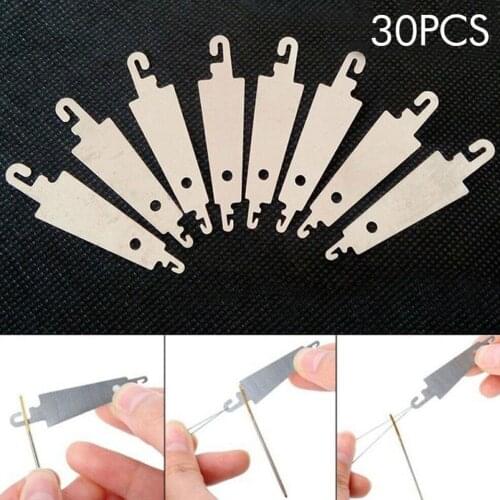 30 Pcs Steel Hook Needle Threader Help For Hand Sew Ribbon Embroidery Cross X Stitching Sewing DIY Tool Craft Needlework Set