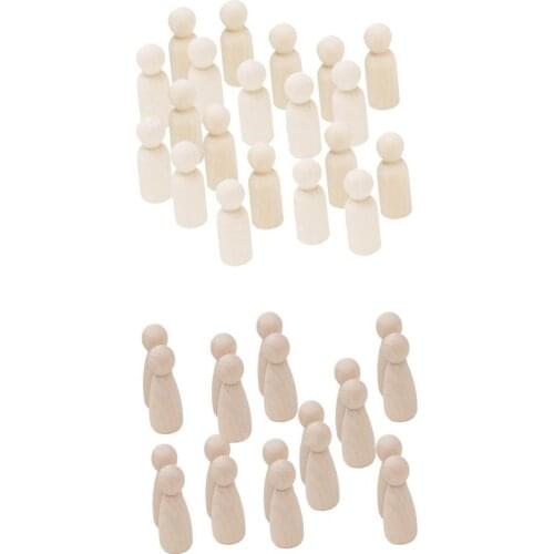 40pc 35mm Natural Unpainted Wooden Peg Doll Bodies People Art Craft Wood DIY