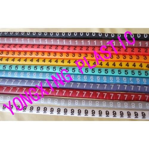 50pcs/lot freeshipping EC-3 10mm2 cable marker 0-7 different number colorful