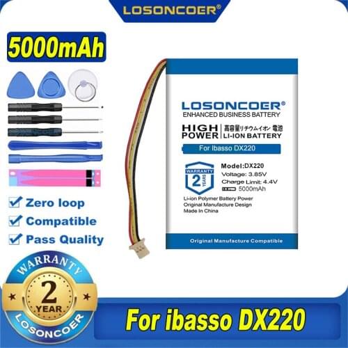 100% Original LOSONCOER 5000mAh Battery For Ibasso dx220 Player Replacement Accumulator