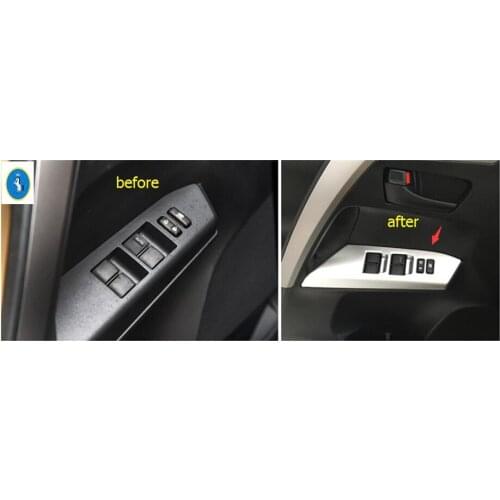 Yimaautotrims Accessories Inner Door Armrest Window Glass Lift Button Panel Cover Trim 4 Pcs For TOYOTA RAV4 RAV 4 2014 - 2018