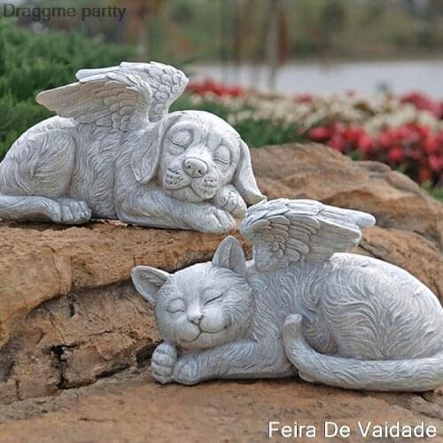 Angel Pet Statue Pet Memorial Statue Sleeping Angel Dog Decoration Remembrance Sculpture Stone Figurine Resin Garden Ornament