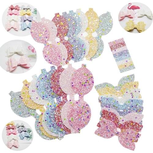 QIBU DIY Hair bow Materials Chunky Glitter Synthetic Leather Baby Hair Accessories Birthday Party Decoration DIY Crafts supplies