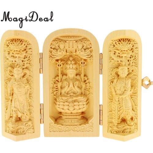 Boxwood Buddha Statue Ornament Feng Shui Decoration for Wealth Good Fortune
