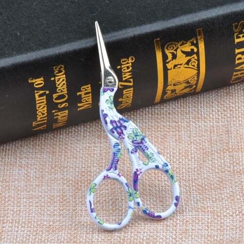 Flower Sewing Scissors Heron Egret Scissors Steel Vintage Tailor Scissors For Fabric Craft Household 4.2x9.1cm cp1541