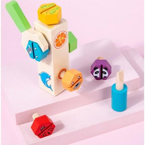 Wooden Screw Block Toy Nut with 6 Screws Screwdriver Wrench Repair Tool Set Fun Fine Motor Activity