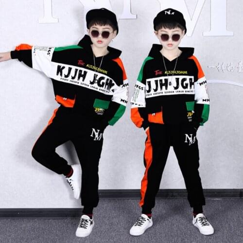 Children Clothes Splicing Costume Boys Letter Cotton Hoodies Sweatshirts Long Sleeve Infant Girl Casual Tracksuit Sportswear